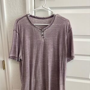 Lucky Brand Men's Short Sleeve Two Notch Burnout Shirt - Lavender